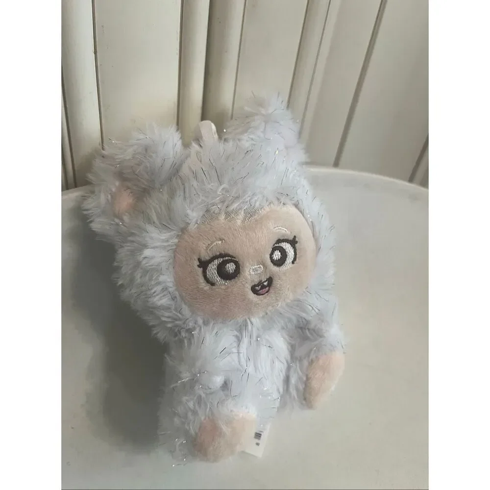 LaBabies Roro Sparkle Monster Clip On Plush Toy Stuffed Animal White Silver NWOT